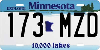 MN license plate 173MZD