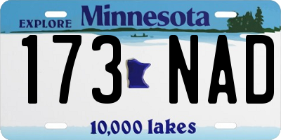 MN license plate 173NAD