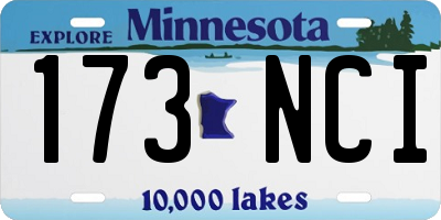 MN license plate 173NCI
