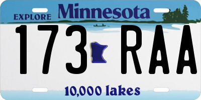 MN license plate 173RAA