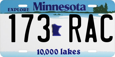 MN license plate 173RAC