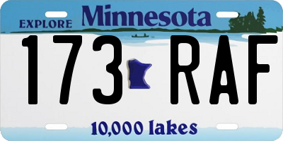 MN license plate 173RAF