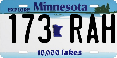 MN license plate 173RAH