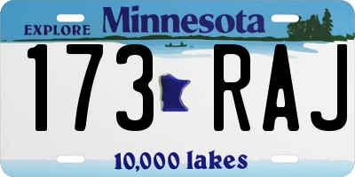 MN license plate 173RAJ