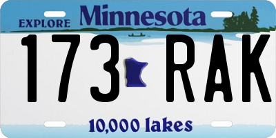 MN license plate 173RAK