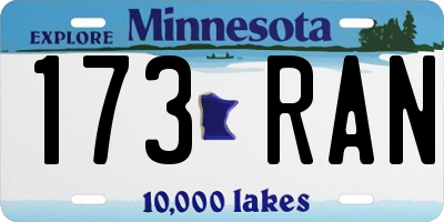 MN license plate 173RAN