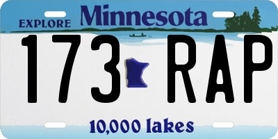 MN license plate 173RAP