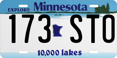 MN license plate 173STO
