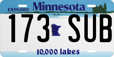MN license plate 173SUB