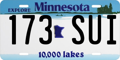 MN license plate 173SUI