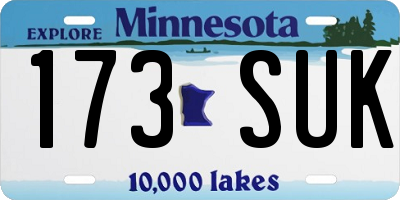 MN license plate 173SUK