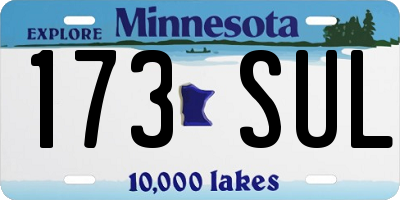 MN license plate 173SUL