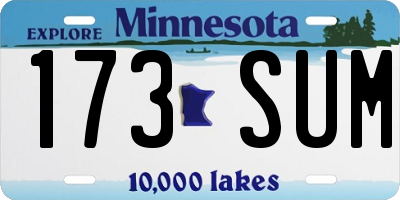 MN license plate 173SUM