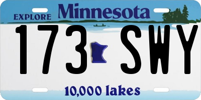 MN license plate 173SWY
