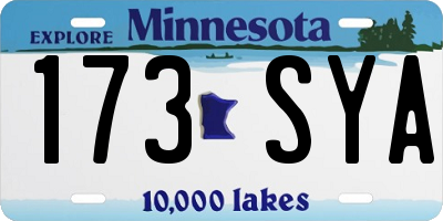 MN license plate 173SYA