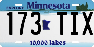 MN license plate 173TIX
