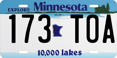 MN license plate 173TOA