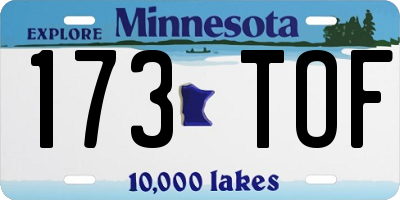 MN license plate 173TOF