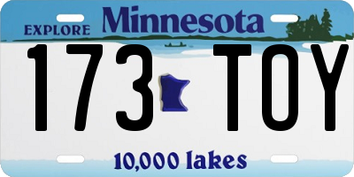 MN license plate 173TOY