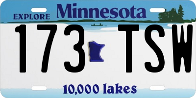 MN license plate 173TSW