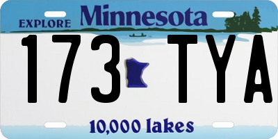 MN license plate 173TYA