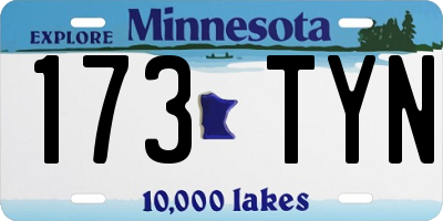 MN license plate 173TYN