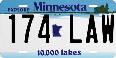 MN license plate 174LAW