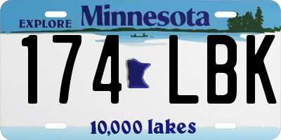 MN license plate 174LBK