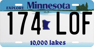 MN license plate 174LOF