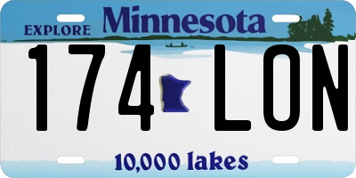 MN license plate 174LON