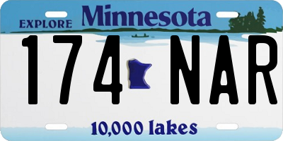MN license plate 174NAR