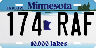 MN license plate 174RAF