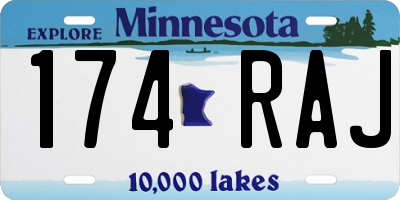 MN license plate 174RAJ