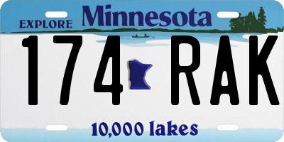 MN license plate 174RAK