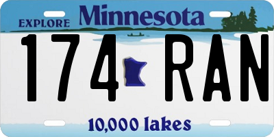 MN license plate 174RAN