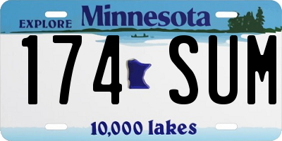MN license plate 174SUM