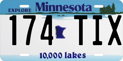 MN license plate 174TIX