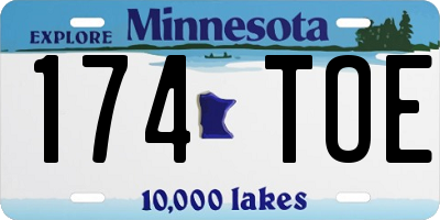 MN license plate 174TOE