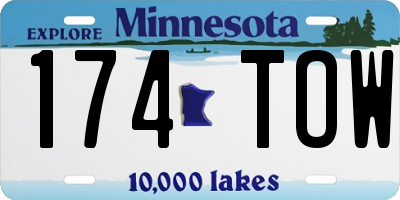 MN license plate 174TOW