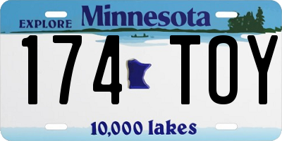 MN license plate 174TOY