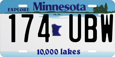 MN license plate 174UBW