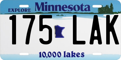 MN license plate 175LAK