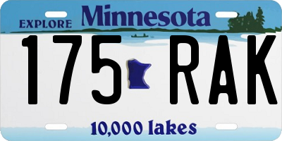 MN license plate 175RAK