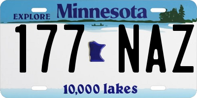 MN license plate 177NAZ