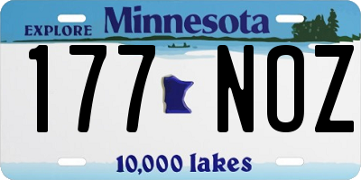 MN license plate 177NOZ
