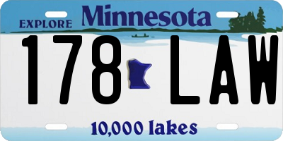 MN license plate 178LAW
