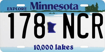 MN license plate 178NCR