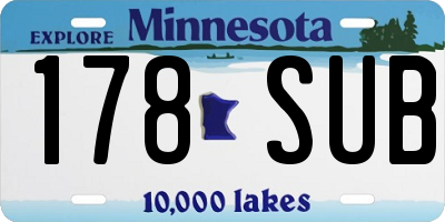 MN license plate 178SUB