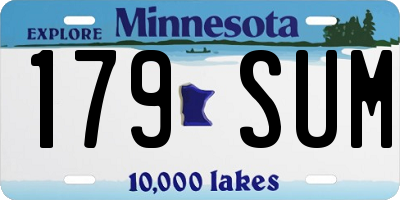 MN license plate 179SUM