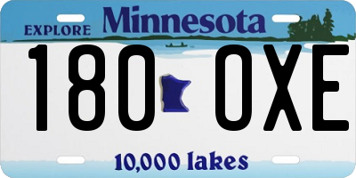 MN license plate 180OXE